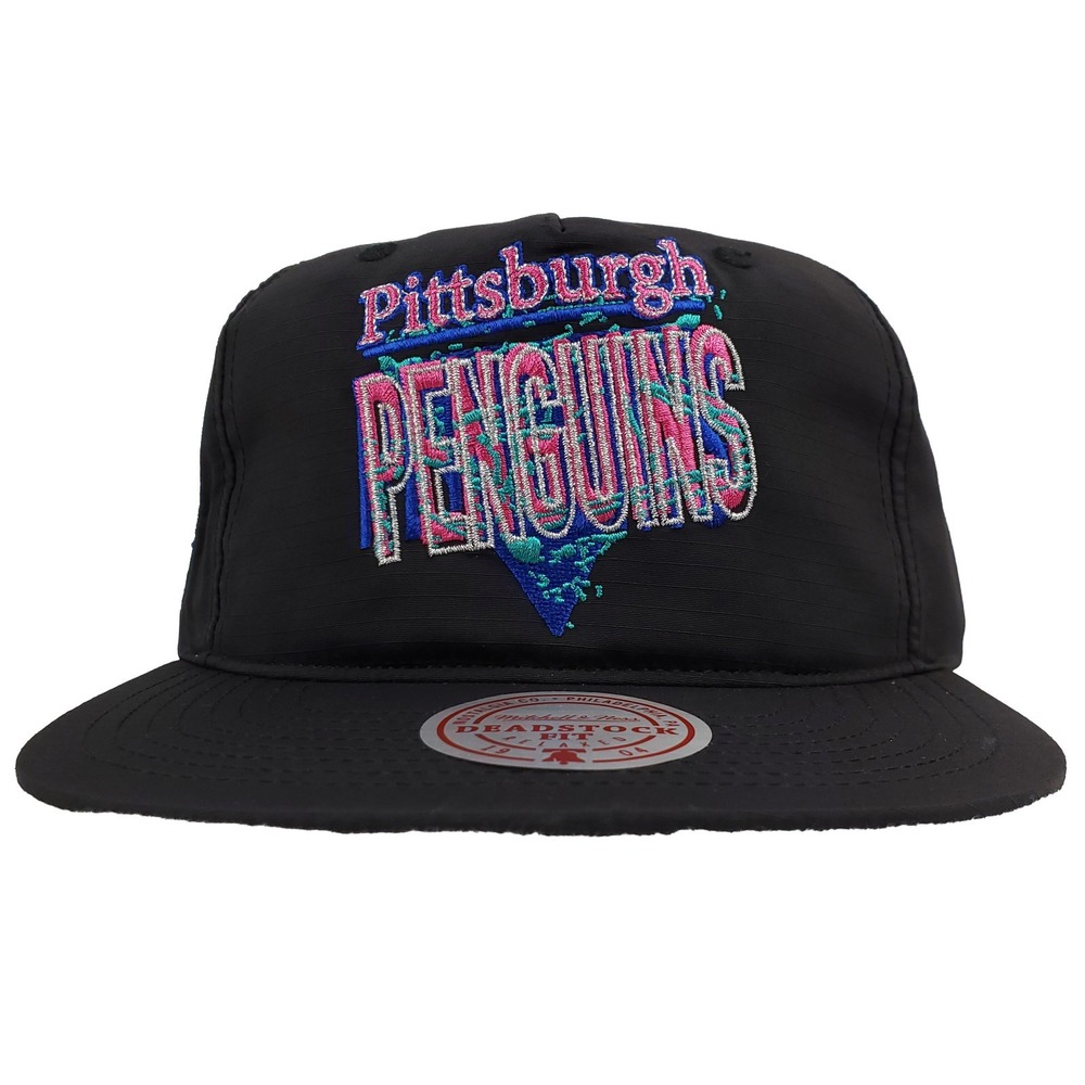 Pittsburgh Penguins Mitchell & Ness NHL Deadstock Fit Hat Cap Pop Logo Black NWT